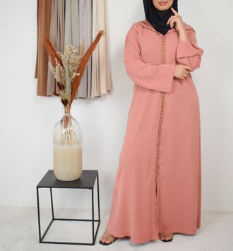abaya met capuchon roze-s/m-roze