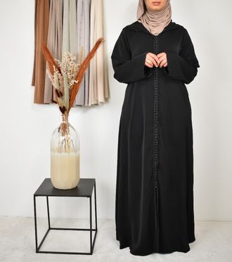 abaya met capuchon zwart-s/m-zwart